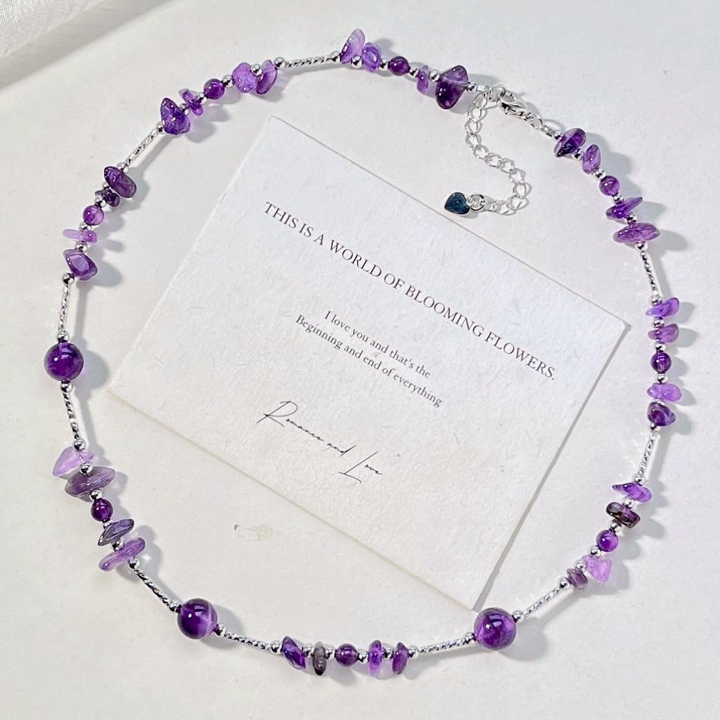 Natural Amethyst Design Necklace Clavicle Chain