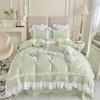 Elegant Lace Bedding Sets Luxury Bed Linen Princess Washed Cotton Ruffle Duvet Cover Bed Sheet and Pillowcases for Girl Luxury