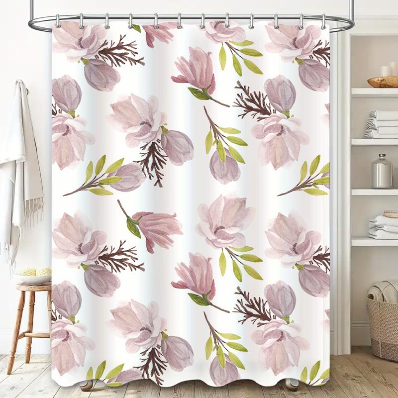 Fashion Floral Bath Curtain Decorative Shower Curtains Waterproof Bathroom Liners Purple Pink White Green Leaves for Home Decora
