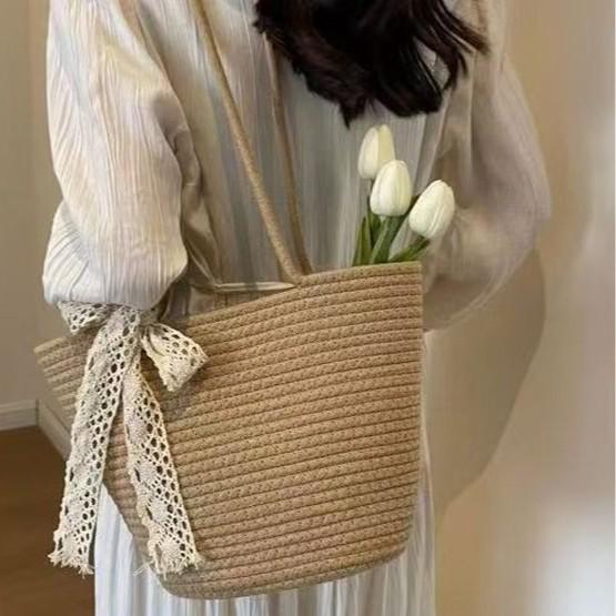 Nordic Straw Woven Beach Tote: Large Capacity, Summer Versatile, Single Shoulder Bag for Seaside Vacations