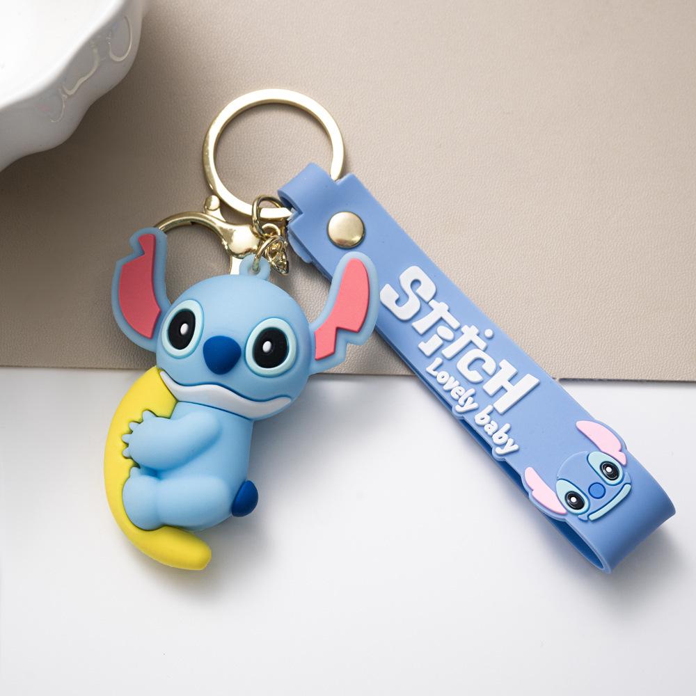Cute Cartoon Blue Alien Skateboard Keychain Creative Backpack Pendant Unisex Gift Accessory