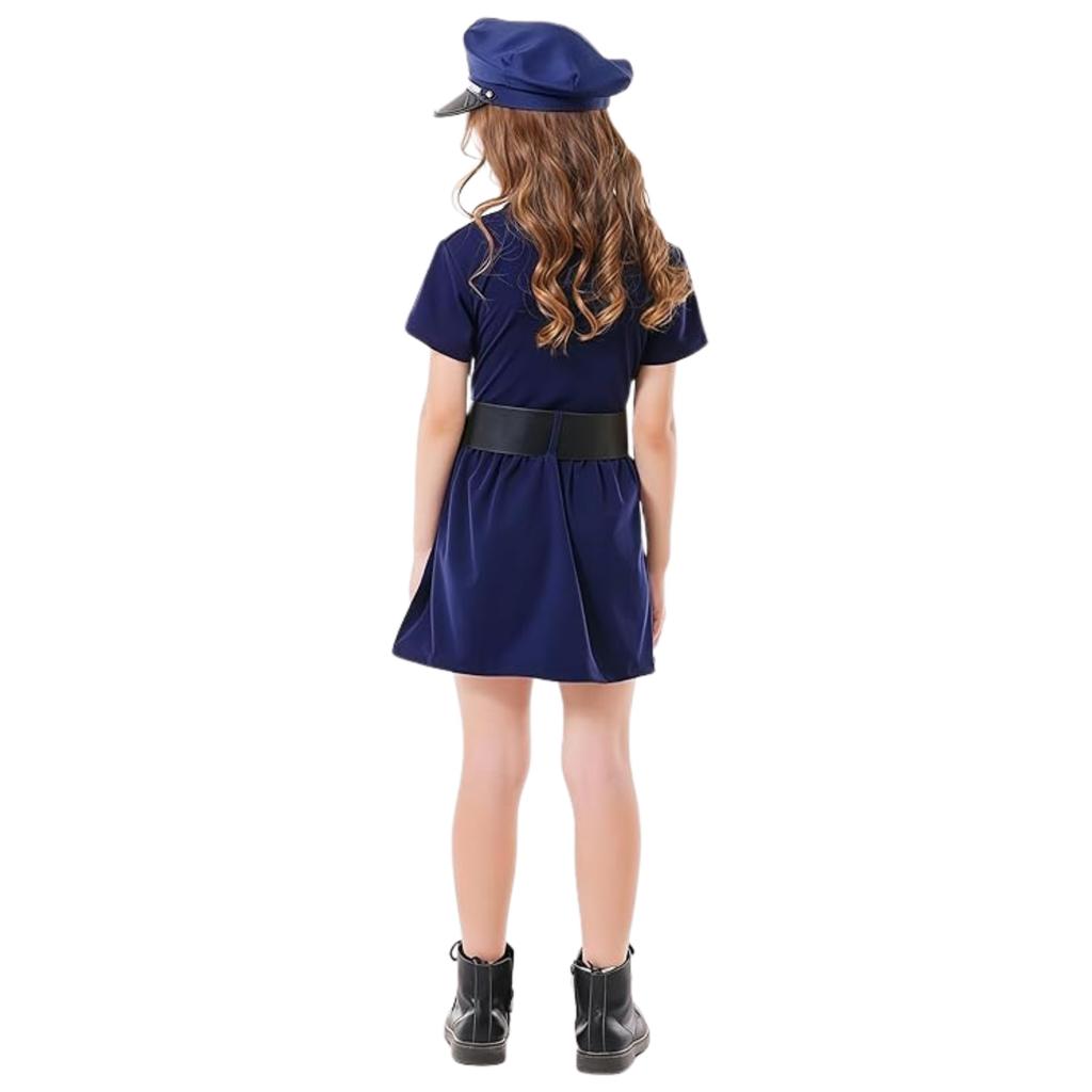 Disfraz de Policía para Niñas 5-6 Años 130 cm Conjunto Azul Marino con Gorra Silbato y Esposas