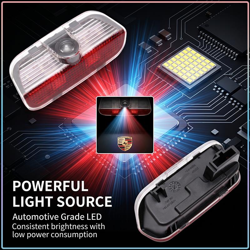 2 ks LED projektor stínu dveří auta Bezdrátová lampa s uvítacím logem Pro Porsche 911 918 928 944 968 Boxster Carrera-GT Cayenne Macan Panamera