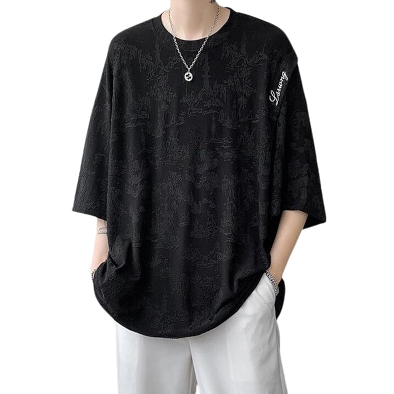 

[foveitaa] T-shirt men s summer clothes short sleeve large size Relaxing Cool touch sensation Cool feeling simple design stylish fashion item Plain