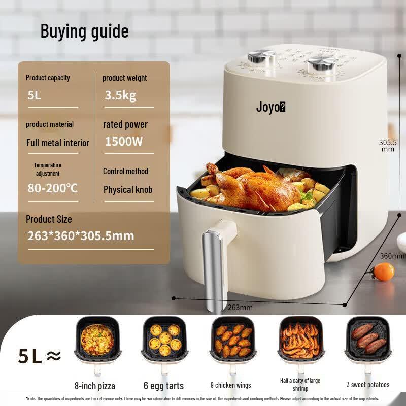 Joyoung 5L No-Flip Steam Air Fryer KL50-V515 CN plug (adapter included)