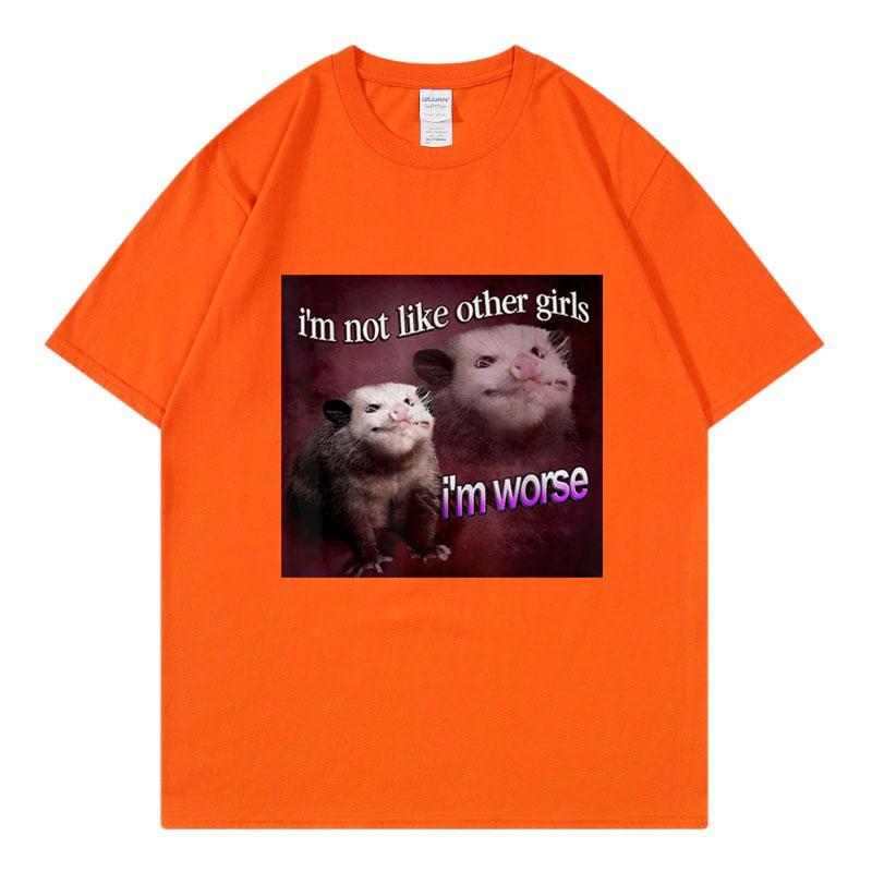 Im Not Like The Other Girls Im Worse Print T Shirt Funny Opossum Short Sleeve Unisex Women Tee Shirt Oversized Cotton Streetwear