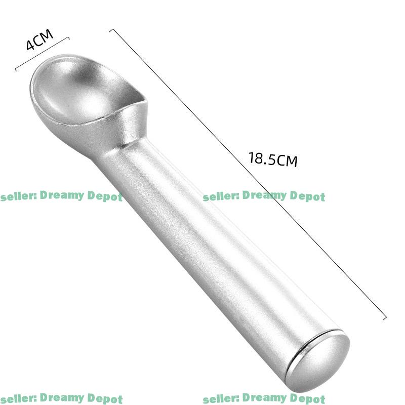 

Creative Ice Cream Scoop Self Melting Viral Dessert Spoon for Home Use Watermelon Fruit Baller Easy Scooping серебряный