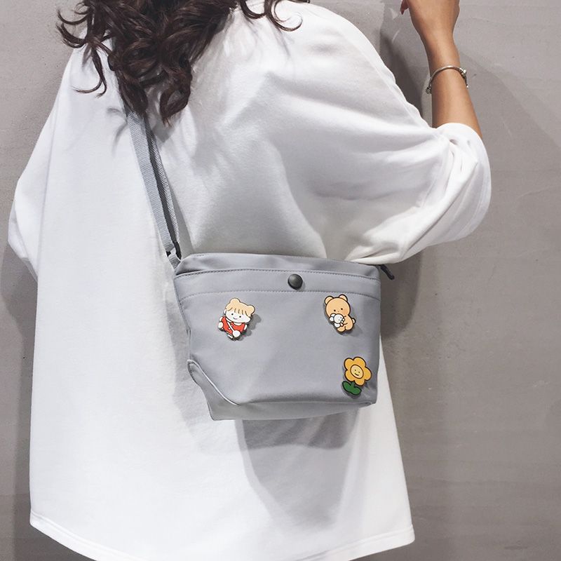 

Kids Canvas Small Bag 2025 Summer New Arrival Tide Fashion Kindergarten Cartoon Shoulder Crossbody Chest Bag School Bag Grey