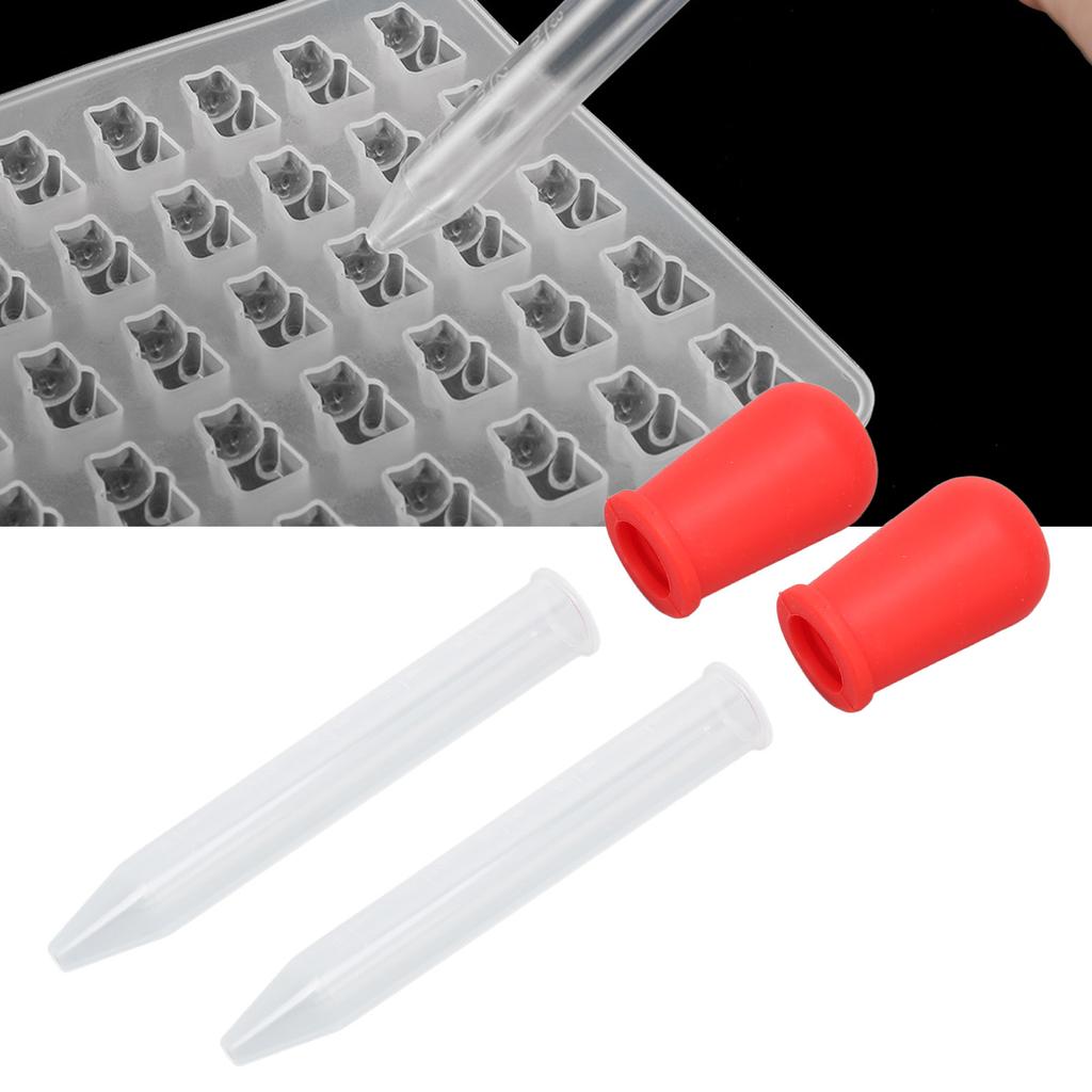 2pcs Multifunctional Transfer Pipette Silicone Calibrated Liquid Dropper for Laboratory DIY ArtRed