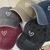 Washed Baseball Cap Women Dad Hat Vintage Embroidery Love Heart Sweet Soft Top Adjustable Sunshade Casual Sun Hat Outdoor Caps