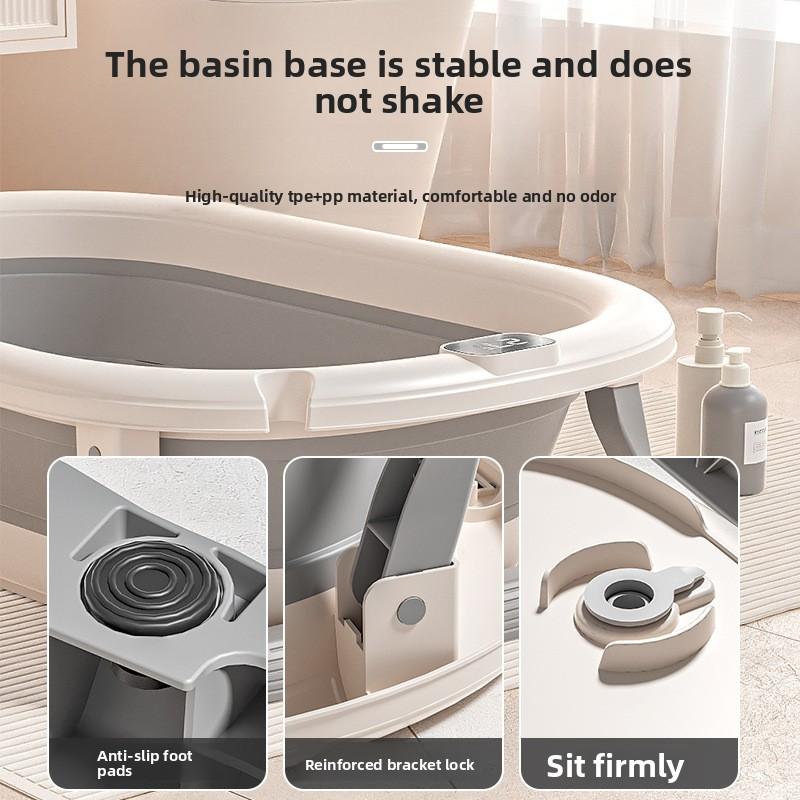 Foldable Baby Bathtub with Digital Temperature Display, Large Smart Thermostatic Infant Bath Tub for Newborns