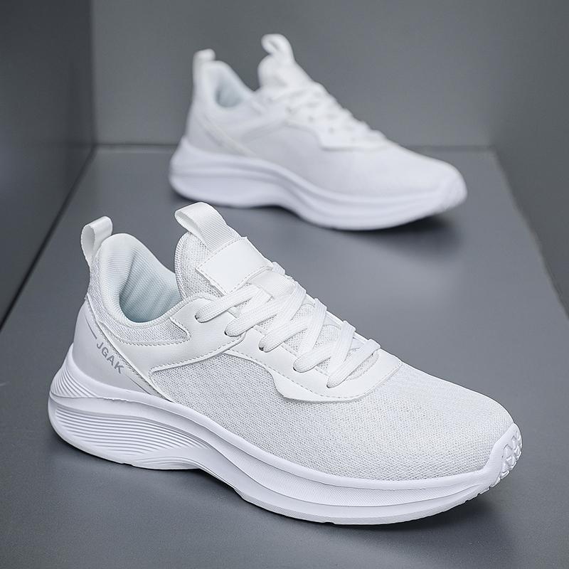 

Модная мужская летняя дышащая однотонная модная трендовая теннисная повседневная беговая сетчатая обувь для ходьбы на открытом воздухе, для путешествий, спортивная вулканизированная обувь 50 белый