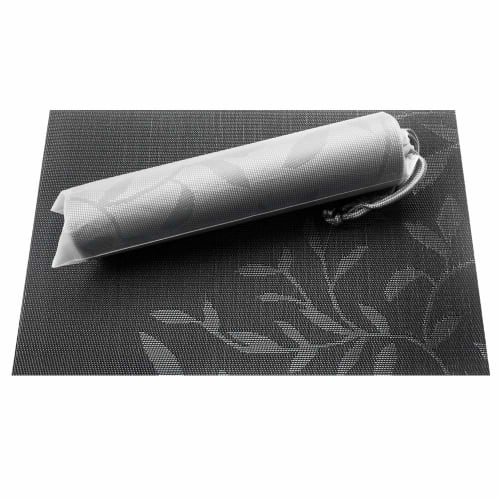 excovip Black Leaf Pattern Placemats, Nordic Style, Minimalist, Woven, Oil-Resistant, Non-Slip, Insulated, Washable, Rectangular, Imitation Linen PVC