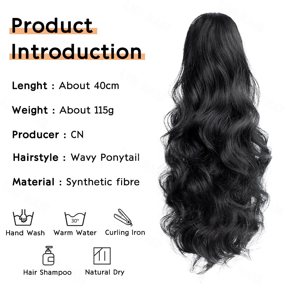MISS WIG Synthetische lange Klaue gewellte lockige Pferdeschwanz Perücke Extensions Clip täglich flauschigen Pferdeschwanz Haarteil für Frauen