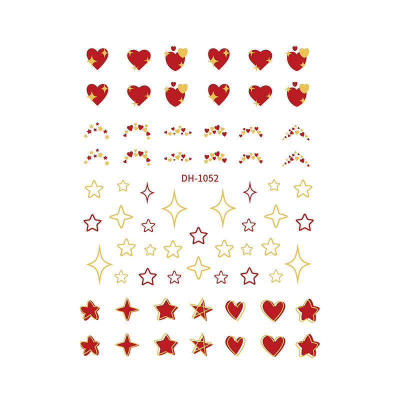 Redanco3D Cute Cartoon Heart Nail Stickers DH-1052 Gold