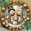 1pc 7.87x7.87 inch Aluminum Metal Sign, Snowman Family Print, Round Tin Wall Art 20.32 cm, Festive Holiday Decor for Bar Cafe Club