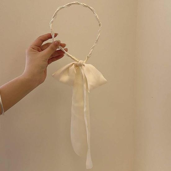 Women Headband Detachable Detachable Ribbon Bow Anti-Slip Thin Edges Hair Hoop Daily Wear Hair