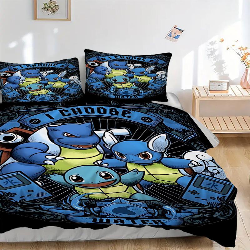

3pcs Pokemon Water Type Cover Set, 1 Cover + 2 Pillowcases (No Insert), Bedding for All Seasons, Bedding,Bedroom Decor yy250922053 135x200cm