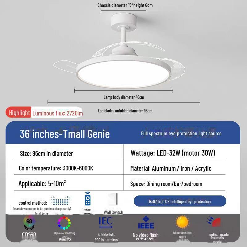 

Сверхтонкий бесшумный потолочный светильник с вентилятором и полной защитой глаз для спальни или ресторана. Tri-color Light