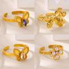 Dainty Four Leaf Clover Butterfly Stainless Steel Rings Gold Color Anti Fading Ring for Women Jewelry Wedding Accessories Gifts