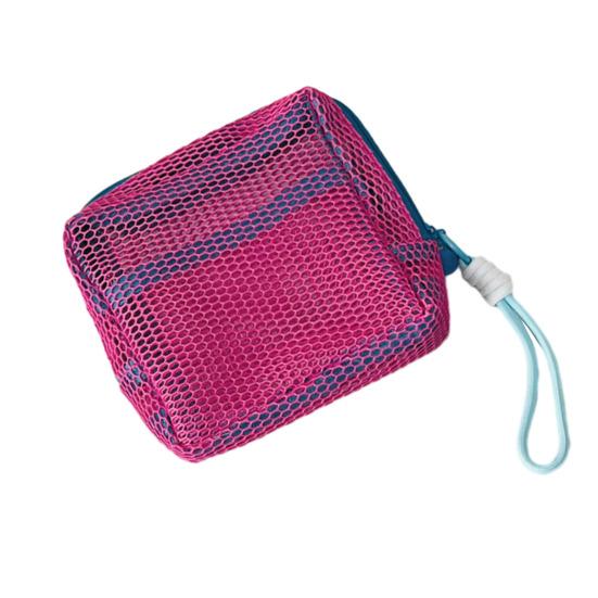 Small Mesh Toiletry Bag Portable Cosmetic Organizer Pouch Travel Makeup Bag for Women Lipsticks Brushes Keys Coins Storage