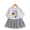 Kpop Monster Hunter Witch Korean Style Baby Girl Dress - Spring/Autumn, Long Sleeve Cartoon Mesh Princess Skirt