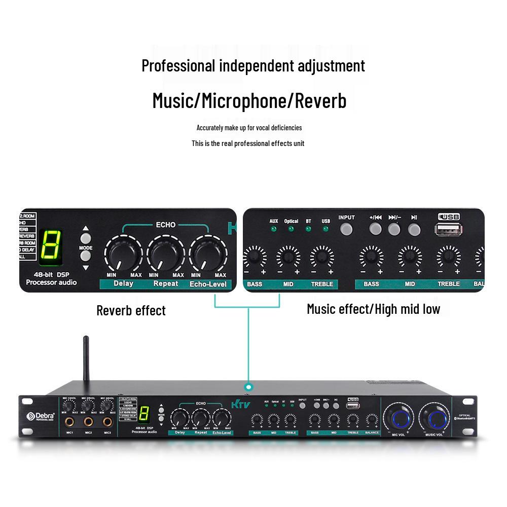 8DSP Bluetooth Reverb Professional Audio Processor: Preamp Effects & Anti-Feedback for Karaoke and Home Stage Singing