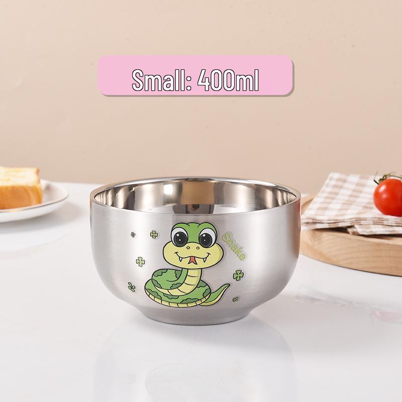 Children's Cartoon Zodiac Insulated Stainless Steel Bowl - Food Grade, Double Layer, Anti-Fall Design