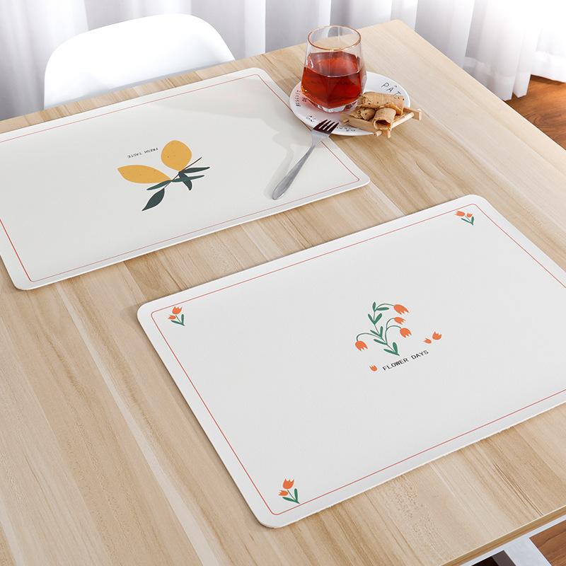 Fruits Luxury Leather Placemat Home Kitchen Decoration Romantic Western Food Mat Heat Insulation Mat Home Bowl Cup Mat