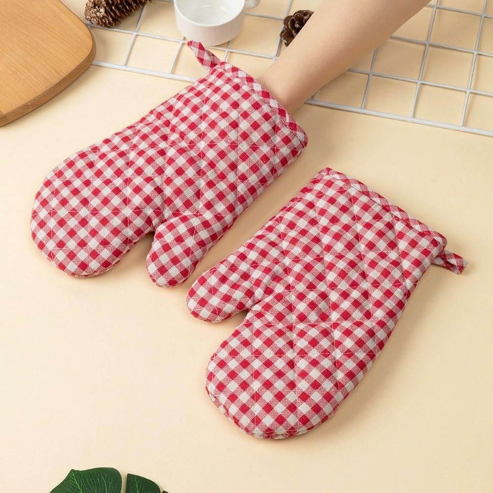 2 pcs Heat-Resistant Microwave Mitten Cotton Lining Insulated Glove  Household