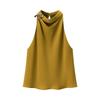 Autumn Women's Sleeveless Top with Gold Accessories and Hanging Neck Collar