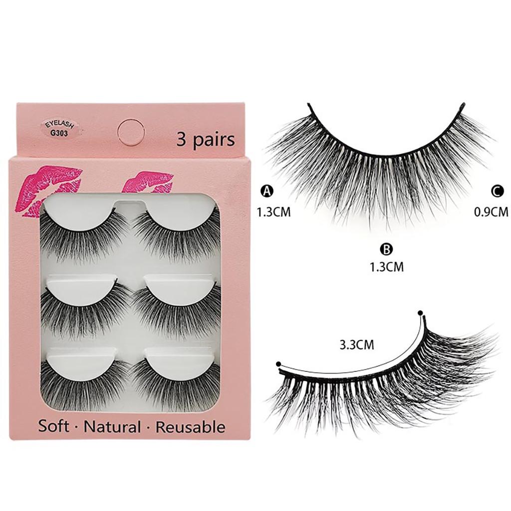 3 Pairs Of Natural Thick New 3D Imitation Mink False Eyelashes 10 Styles