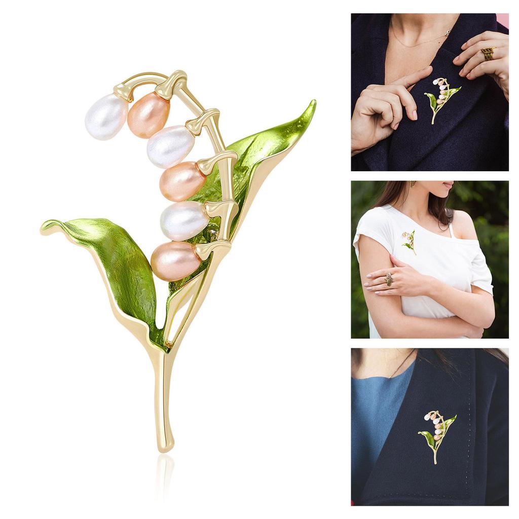 Graceful Pearls Decorated Flower Brooch Lightweight Pin Clothing Accessories For Office Party Or Daily Attire