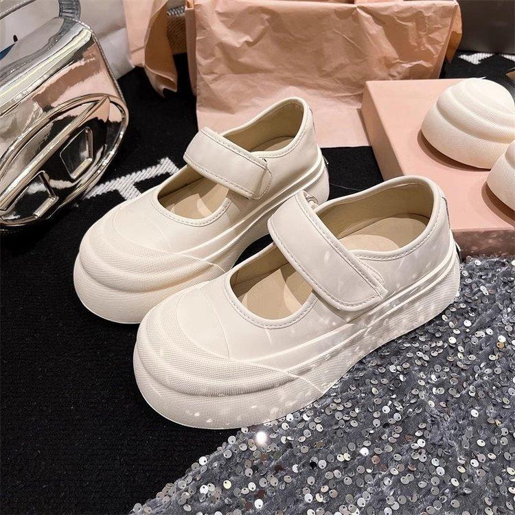 Thick Bottom Mary Jane Single Shoes Female Spring and Summer Shallow Mouth Lazy Big Head Small White Shoes