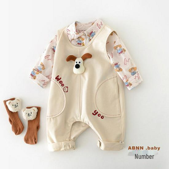 Abao Nannan Green Stripe Dinosaur Summer Set for Infant & Toddler – Korean Style Short Sleeve Two-Piece for Boys & Girls.