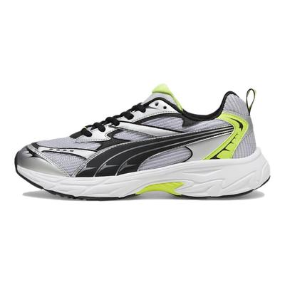 Morphic Round Toe Lace-Up Shock Absorbing Slip Resistant Durable Low Top Running Shoes Men Sneaker White Silver 395919-02