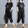 2025 Casual Plus-Size Summer Two-Piece Set: Loose Short-Sleeved Top & Trousers