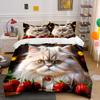 Fluffy Cat and Strawberries. Bedding Sets Duvet Covers Pillowcases(1* Duvet Cover 2* Pillowcases Without Duvet Insert)
