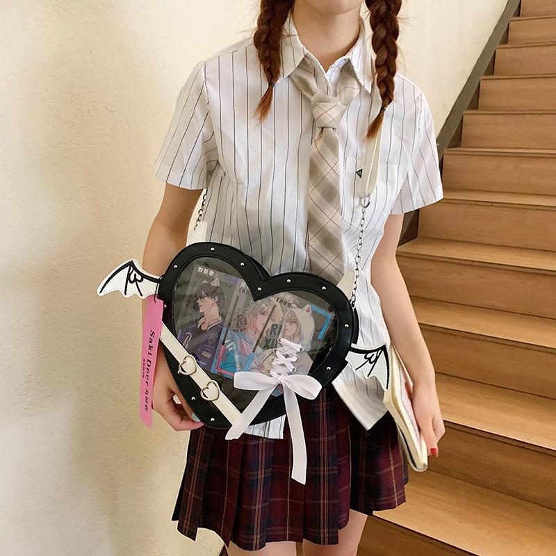 Personalized and creative small bag women's new Mori fashion rivet niche transparent shoulder bag crossbody love bag