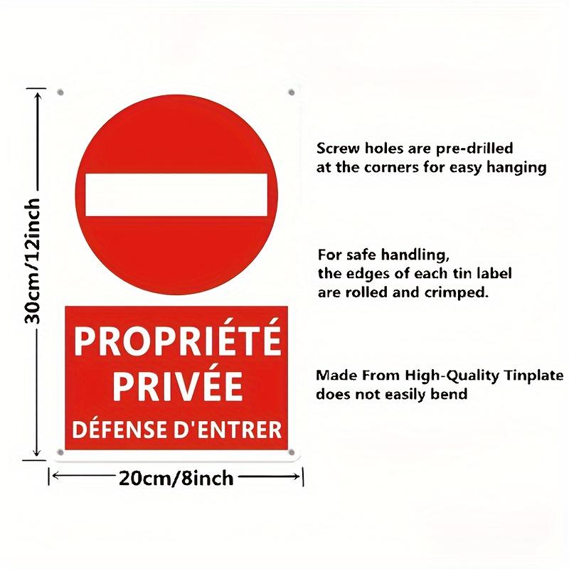 [Durable Vintage Metal Sign] Durable Vintage Metal Sign -  Private Property No Entry  Wall-Mounted Outdoor Decor, English French 20x30cm（7.8x11.8inch）