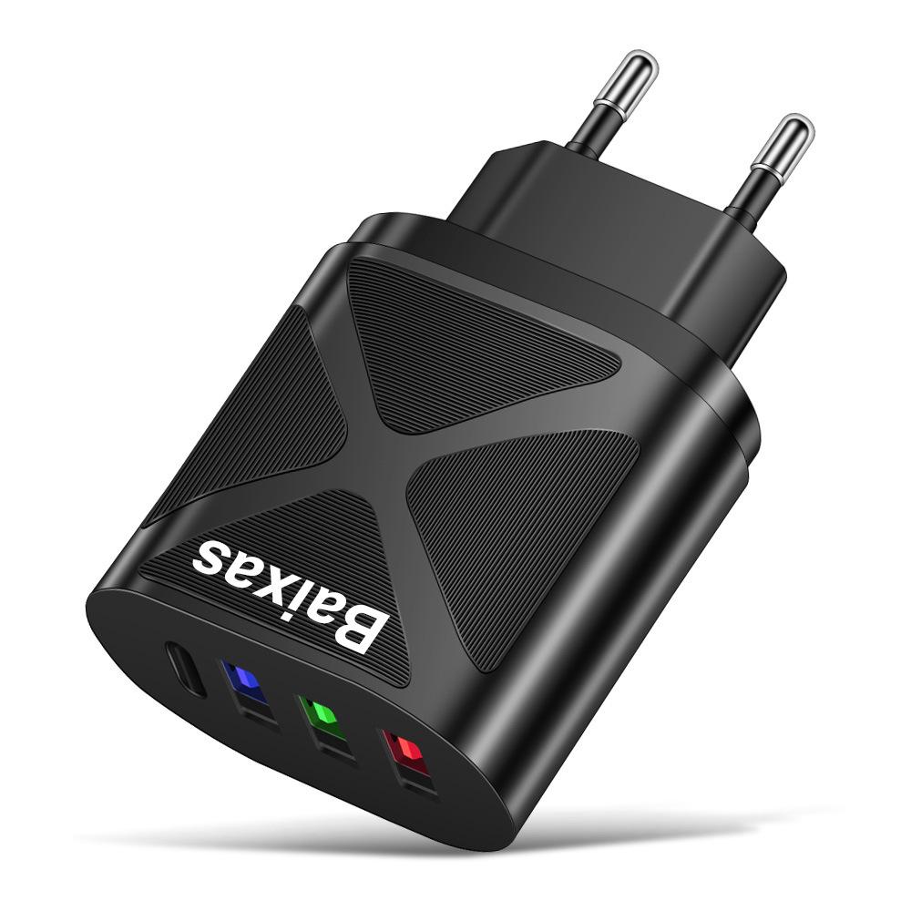 Universal Travel Charger: EU 3-USB + Type-C, US/UK Standard, 5V 2.4A