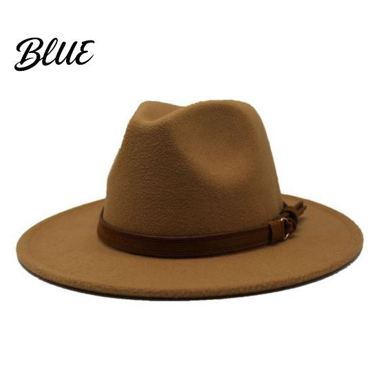 Chapeau Décontracté pour un Usage Quotidien Chapeau Fedora en Feutre de Laine Panama Unisexe avec Bande en Simili Cuir Headgear Laineux Durable Trilby à Large Bord Vintage pour Femmes