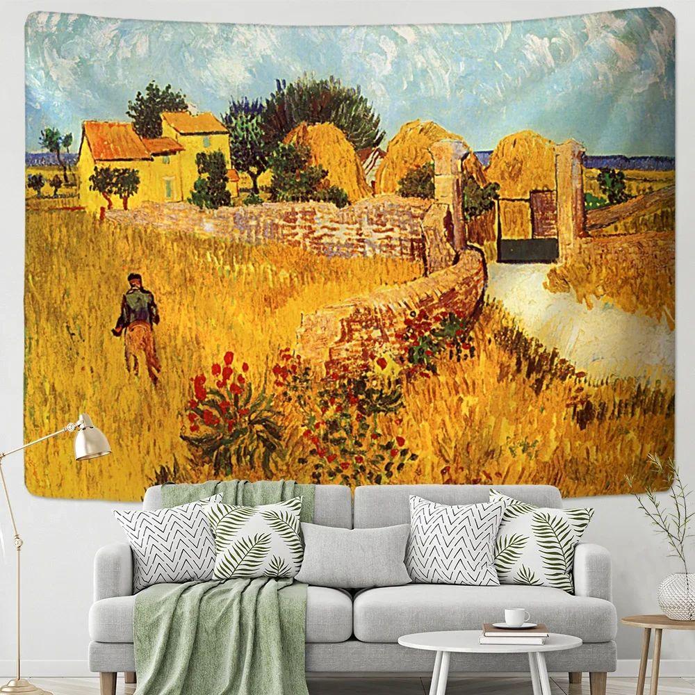 

VIKAMA OilPainting Texture Nordic Print Tapestry Bedroom Headboard Living Room Gaming Room Wall Decor Washable Home Decor 74x94cm(29x37in)