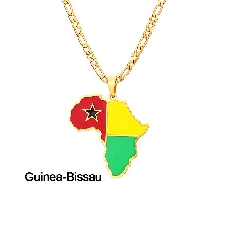 Collar con Mapa de Esmalte Africano: Colgante Geométrico de Acero de Titanio, Joyería Estilo 2022.