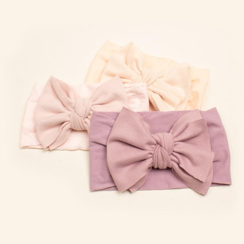Spring thin baby plain bow headscarf, children's soft and comfortable nylon headband, baby headband