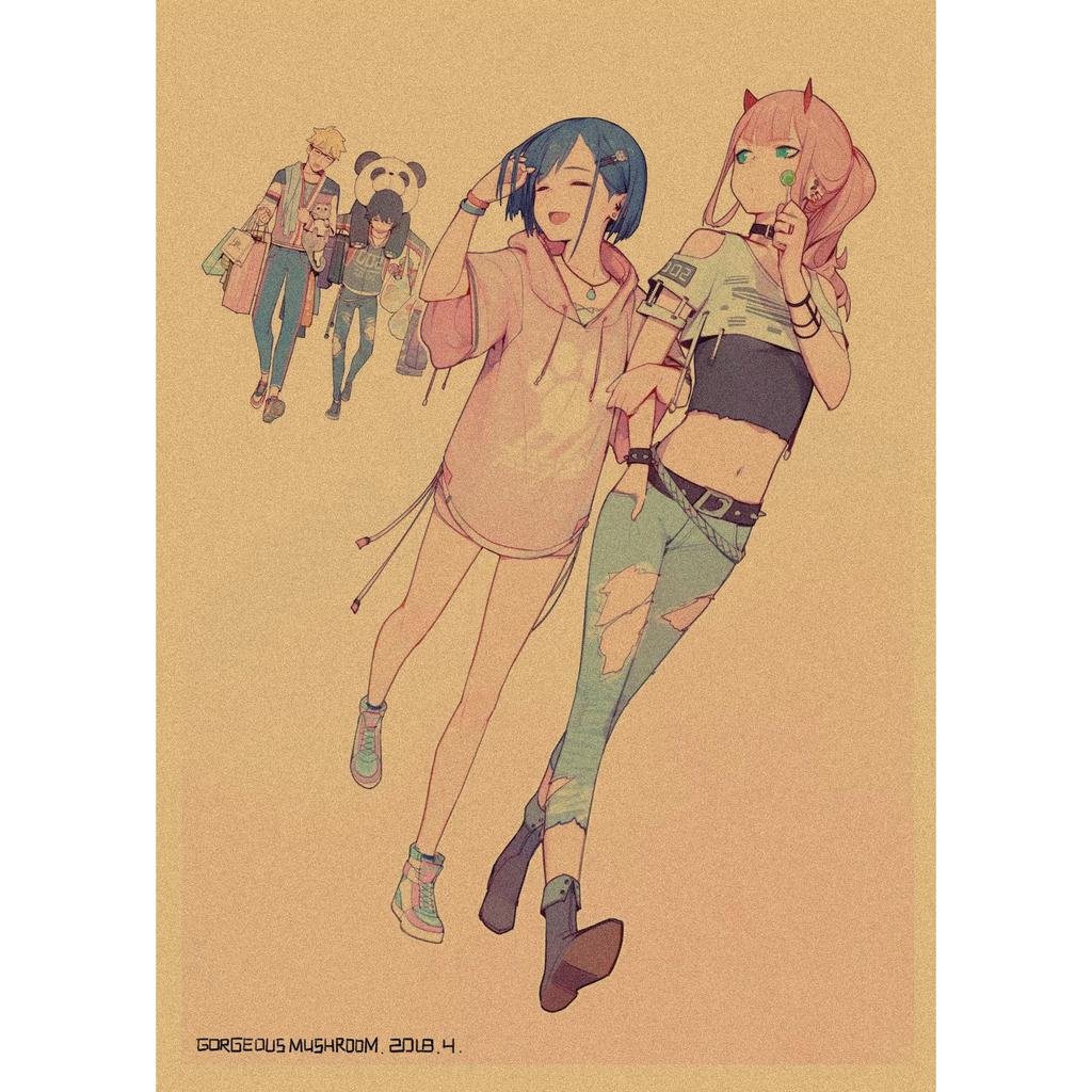 National Team DARLING In the FRANXX Retro Kraft Paper Anime Poster 261 for Wall Decoration