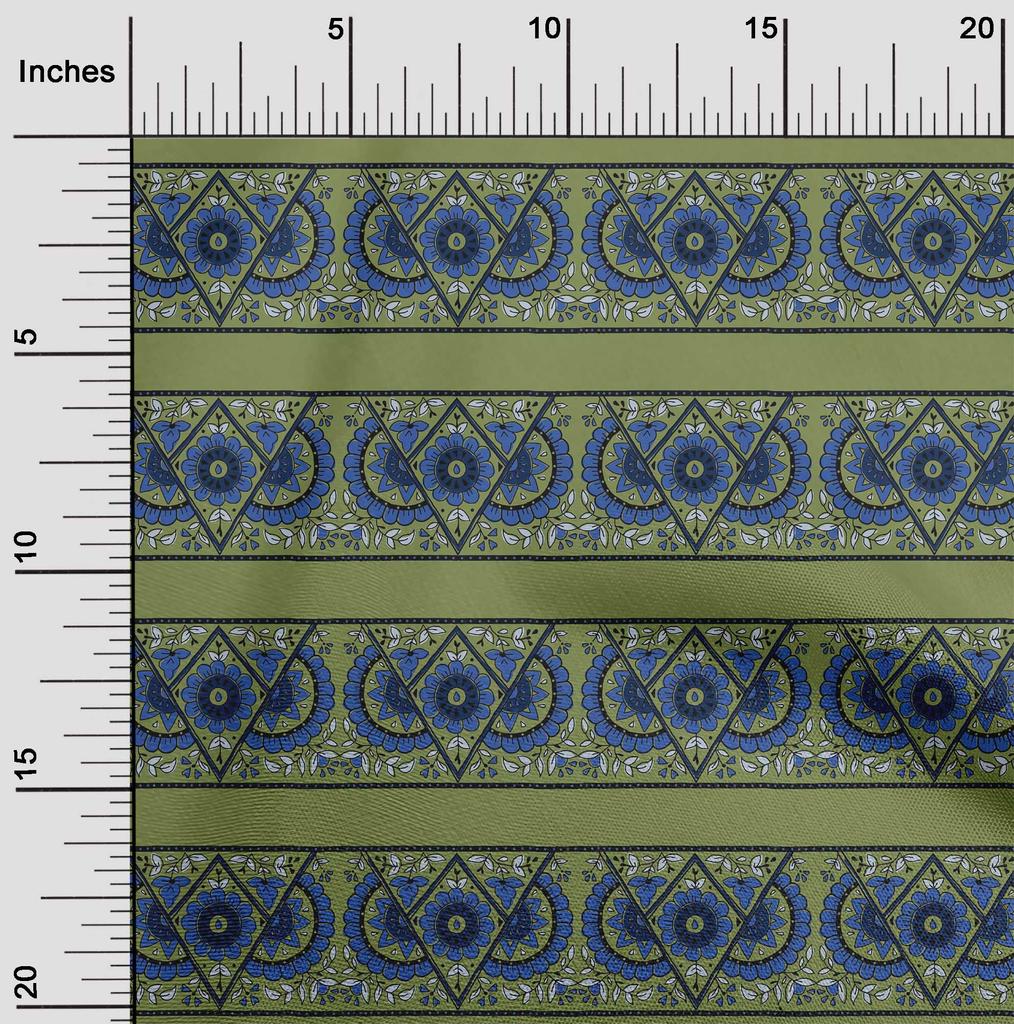 oneOone Cotton Flex Fabric Geometric|Leaves & Floral Block Printed Fabric 1 Yard 40 Inch