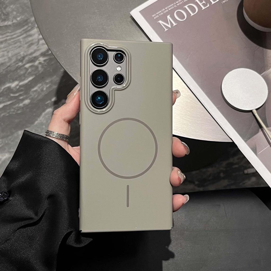 Ultra-Thin Frosted Samsung S25/S24/S23 Magnetic Ring Case - Premium Solid Color Protective Shell