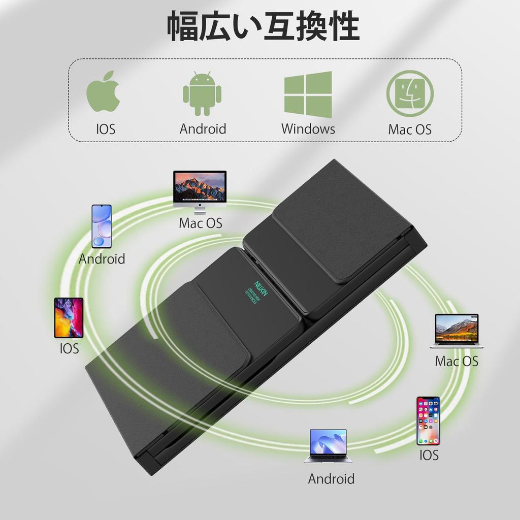 [2025 Model] Nillkin [Official Retailer] Bluetooth Foldable Wireless Keyboard for iPad and iPad Mini, Slim and Lightweight, Connects 3 Devices