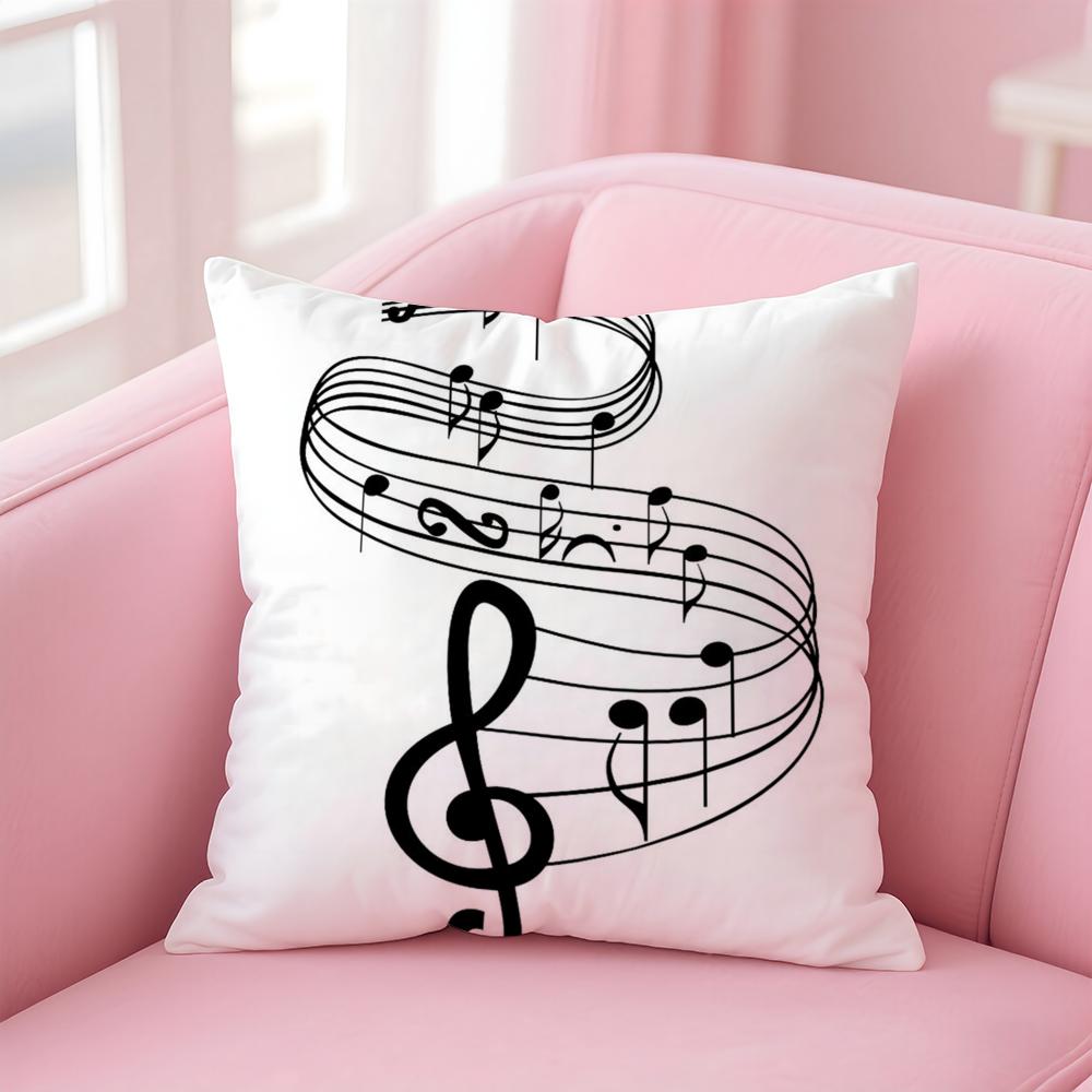 Sheet Music Printing Cushion Cover Pillow Case Soft Friendly Fabric & Concealed Zipper